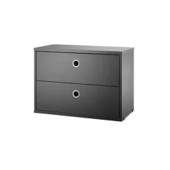 String cabinet with drawers, Ash black stain, 58x30 cm