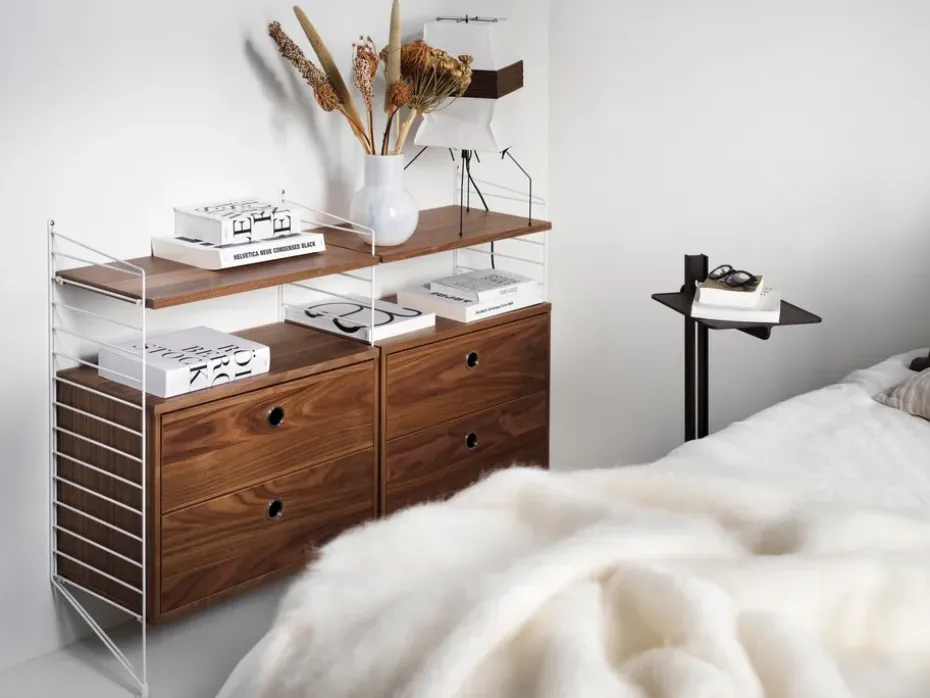 String cabinet with drawers, White, 58x30 cm