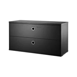 String cabinet with drawers, Black stained ash, 78x30 cm