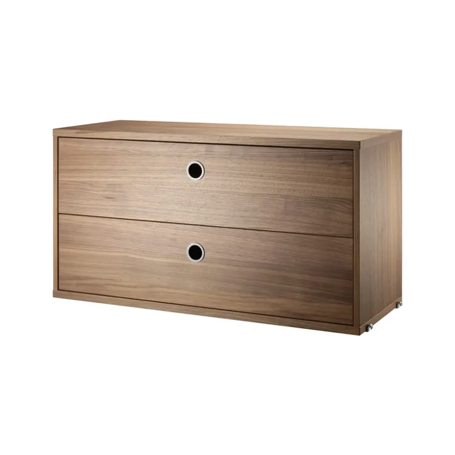 String cabinet with drawers, Walnut, 78x30 cm
