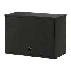 String cabinet with flip door, Black stained ash, 58x30 cm
