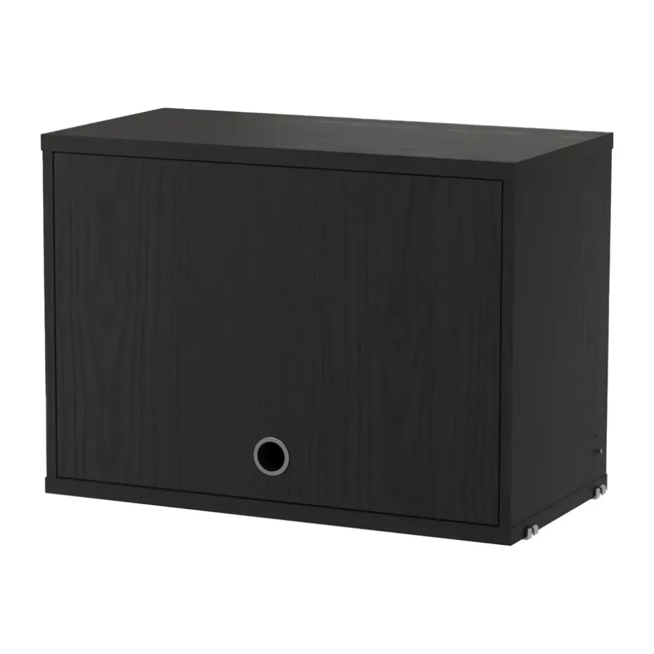 String cabinet with flip door, Black stained ash, 58x30 cm