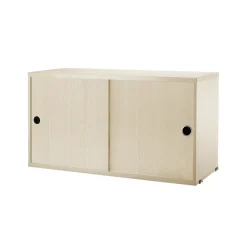 String cabinet with sliding door, Ash veneer, 78x30 cm
