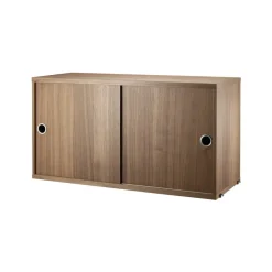 String cabinet with sliding door, Walnut, 78x30 cm