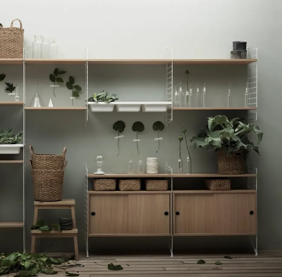 String cabinet with sliding door, Oak, 78x30 cm