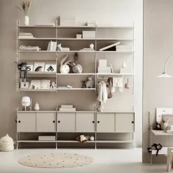 String cabinet with sliding door, Ash veneer, 78x20 cm