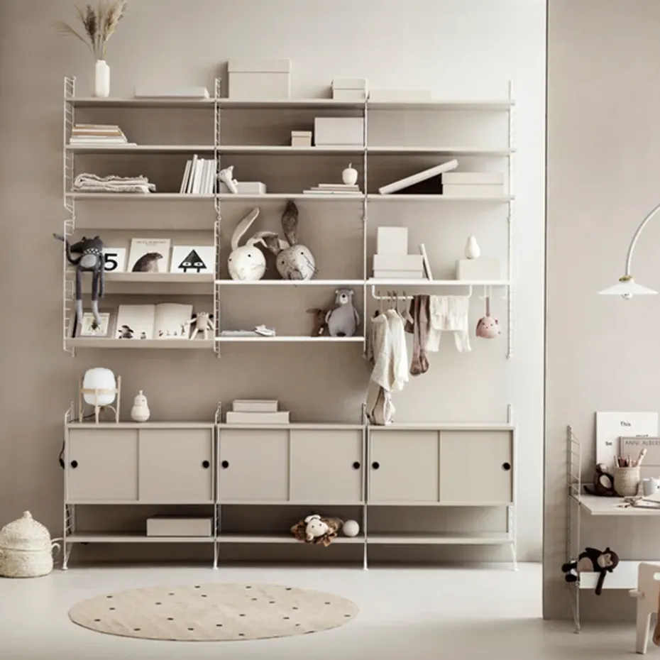 String cabinet with sliding door, Ash veneer, 78x20 cm