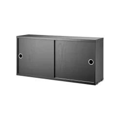 String cabinet with sliding door, Ash black stain, 78x20 cm