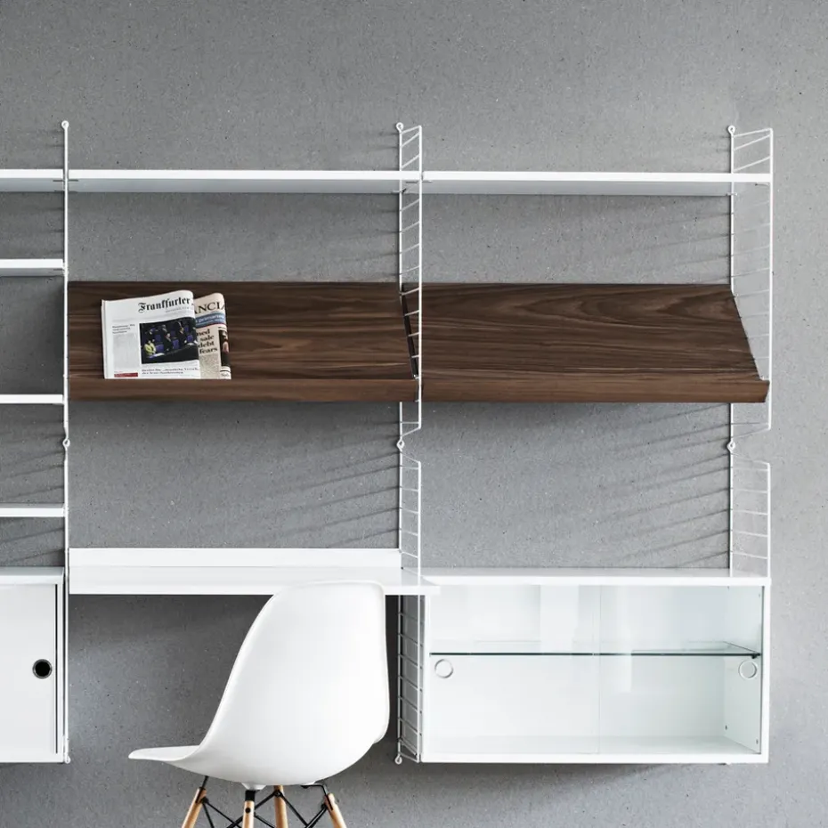 String magazine shelf wood, Walnut, 58x30 cm