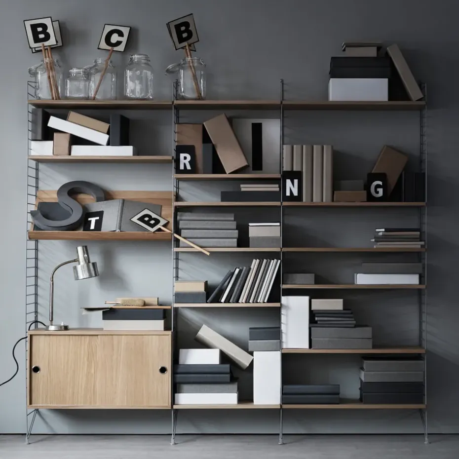 String magazine shelf wood, Ash veneer, 58x30 cm