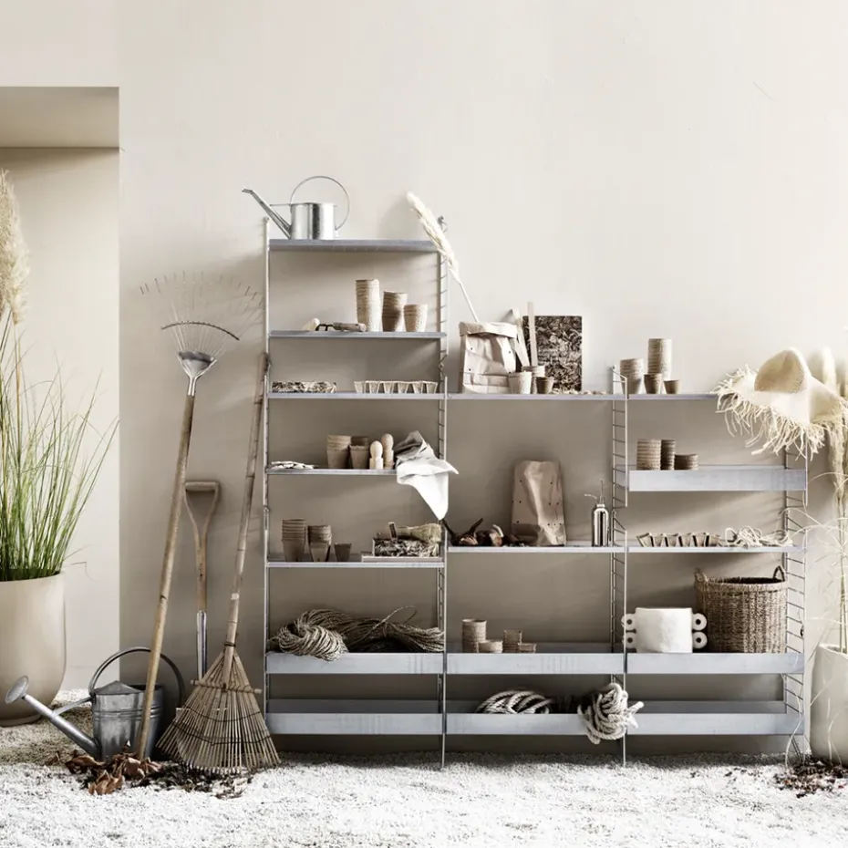 String Outdoor shelf, Galvanized-58x30 cm-high edge