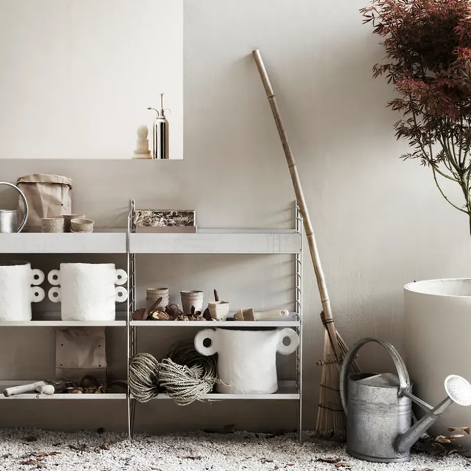 String Outdoor shelf, Galvanized-58x30 cm-high edge
