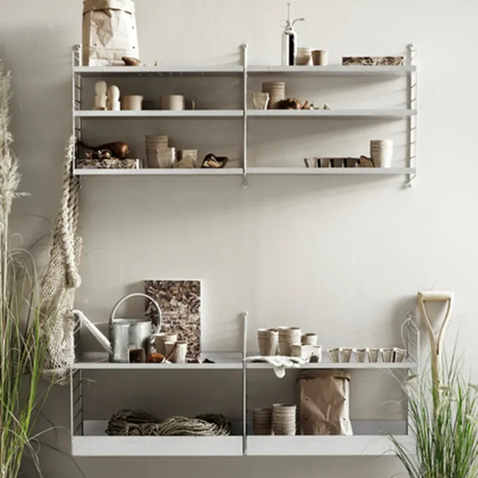 String Outdoor shelf, Galvanized-58x30 cm-high edge