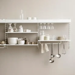 String shelf metal, Black, 58x20 cm, low edge