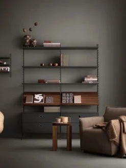String wall panels, Dark grey, 75x20 cm, 1-pack