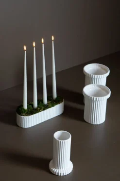 Stripe flower pot small h18 cm Ø12 cm, Shiny white
