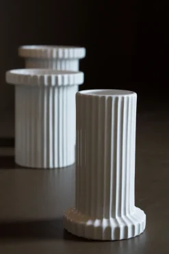 Stripe flower pot small h18 cm Ø12 cm, Shiny white