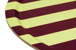 Stripe tray Large Ø65 cm, Butter-burgundy