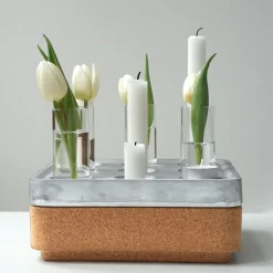 Stumpastaken Small gift set, Aluminum. Cork bowl nature. 4-pack vases. matches