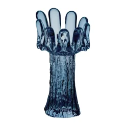 Sunflower candle holder circular glass 18 cm, Blue