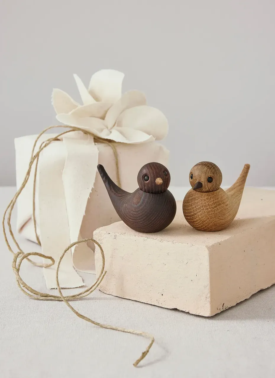 Sweeties swallow decoration 5.4 cm 2 parts, Oak