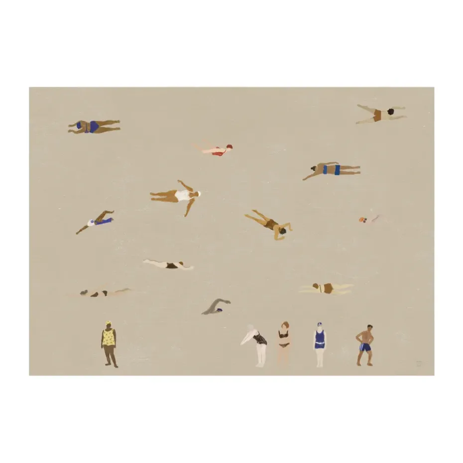 Swimmers poster, Beige, 50x70 cm