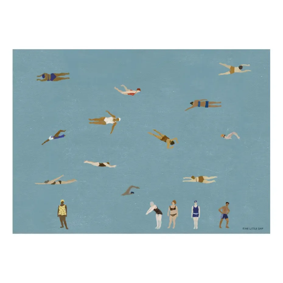 Swimmers poster, Blue, 50x70 cm