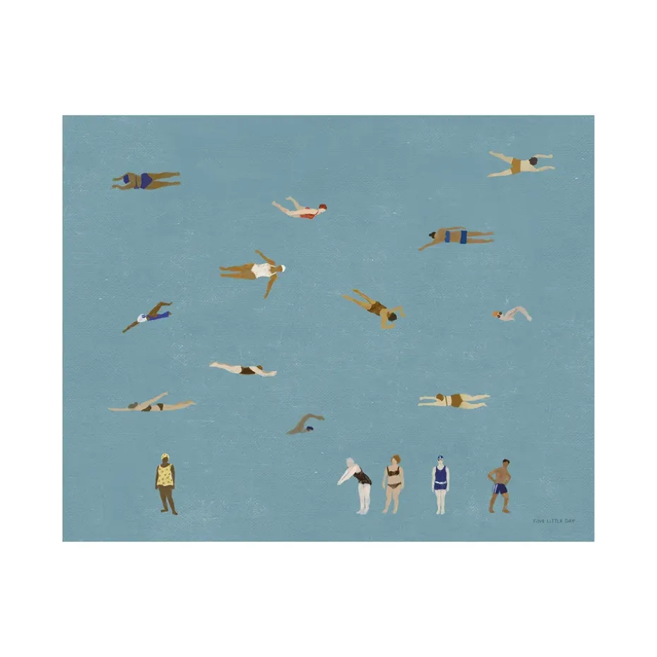 Swimmers poster, Blue, 40x50 cm