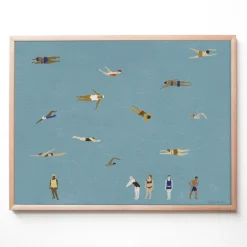 Swimmers poster, Blue, 40x50 cm