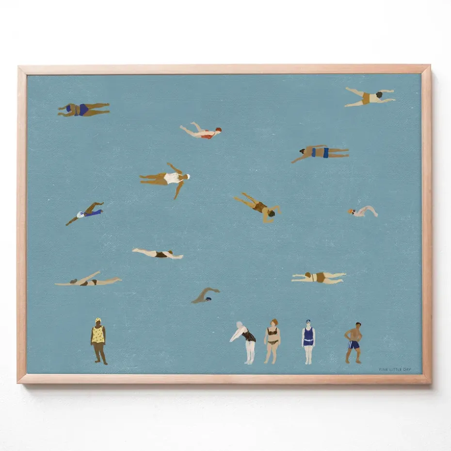 Swimmers poster, Blue, 40x50 cm