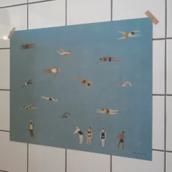 Swimmers poster, Blue, 40x50 cm