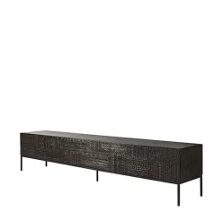 Tabwa media cabinet, Black teak 51x240 cm