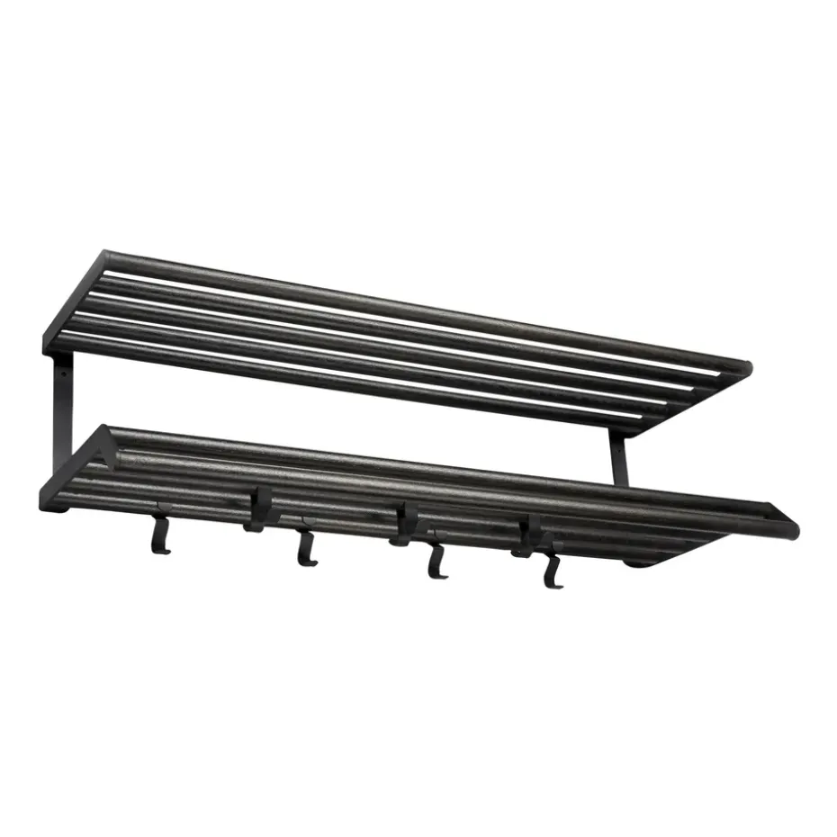 Tamburin hat rack 100 cm, Black oiled oak-black