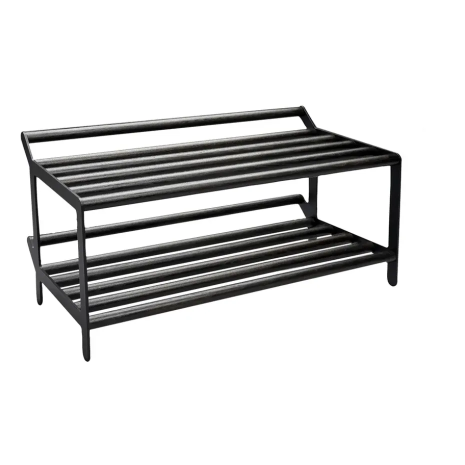 Tamburin shoe shelf 60 cm, Black oiled oak-black
