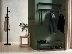Tamburin shoe shelf 60 cm, Black oiled oak-black