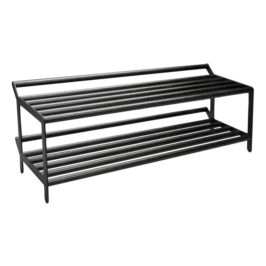 Tamburin shoe shelf 100 cm, Black oiled oak-black