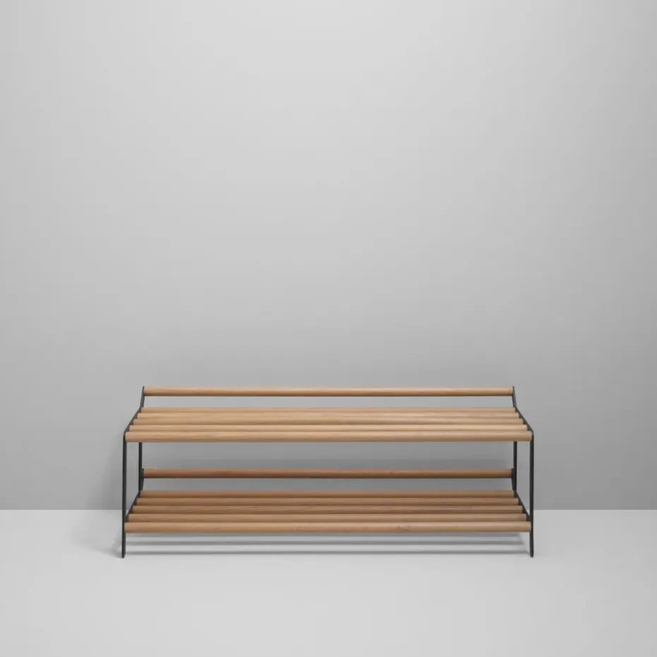 Tamburin shoe shelf 100 cm, oak-black