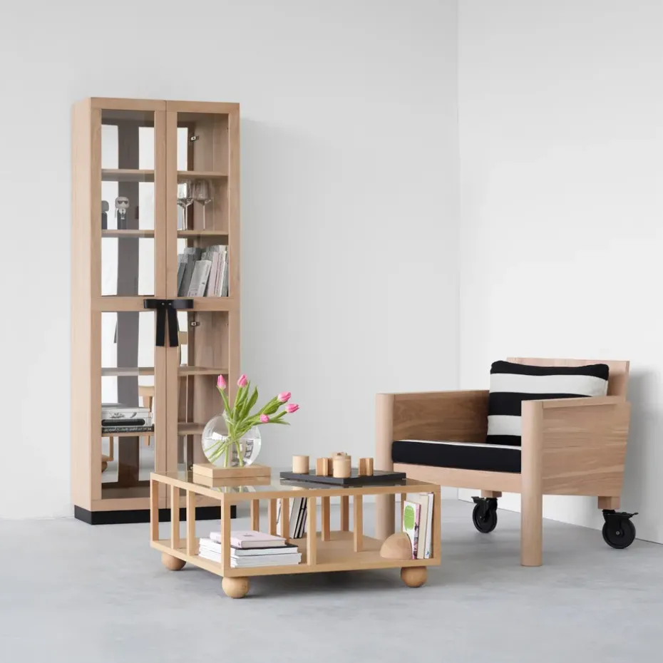 The Bow display cabinet, White oiled oak