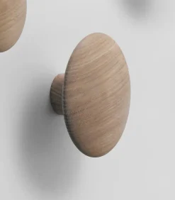 The Dots clothes hook oak, Ø13 cm