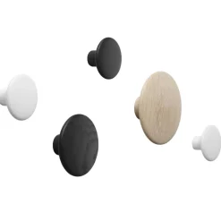 The Dots coat hook black, Ø13 cm