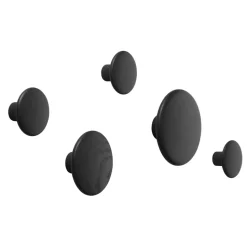 The Dots coat hooks, 5-pack, Black stained ash