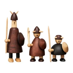 The vikings of Denmark wooden figure 3 pieces, Stained beech
