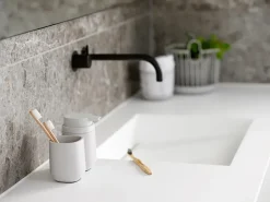 Time toothbrush mug 9.8 cm, Soft grey
