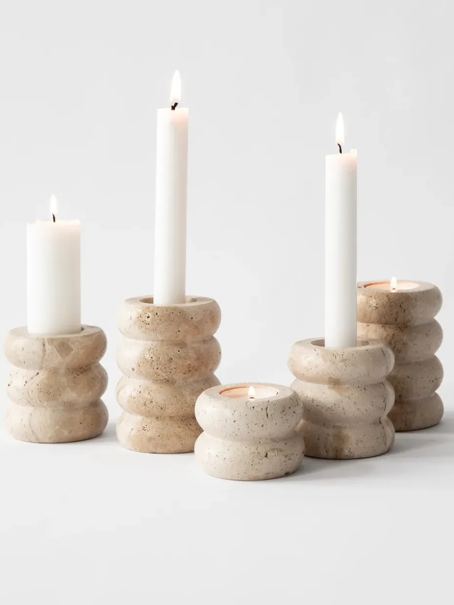 Travertine candle holder, Small 5 cm