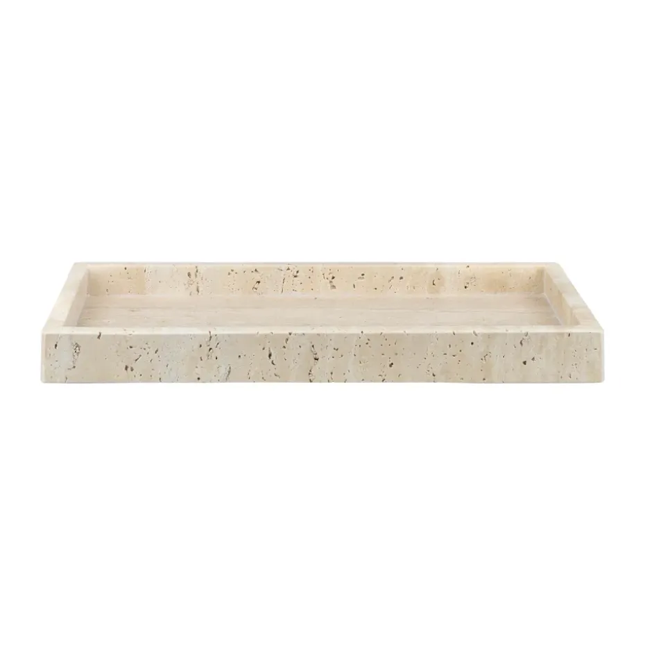 Travertine decorative tray 16x31 cm, Linen