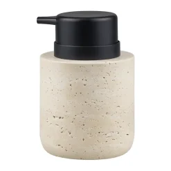 Travertine soap pump 12.5 cm, Linen