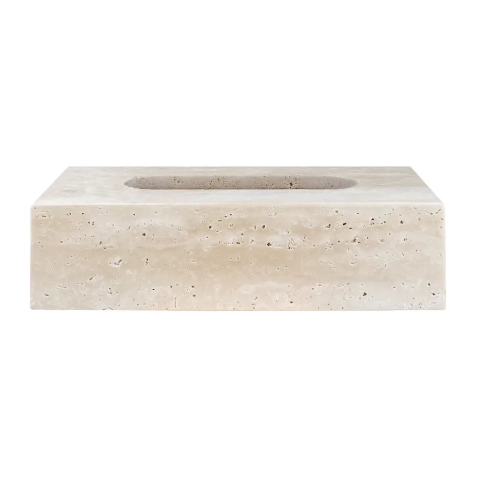 Travertine tissue box 14x25.5 cm, Linen