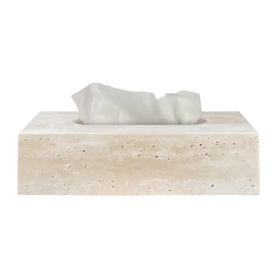 Travertine tissue box 14x25.5 cm, Linen