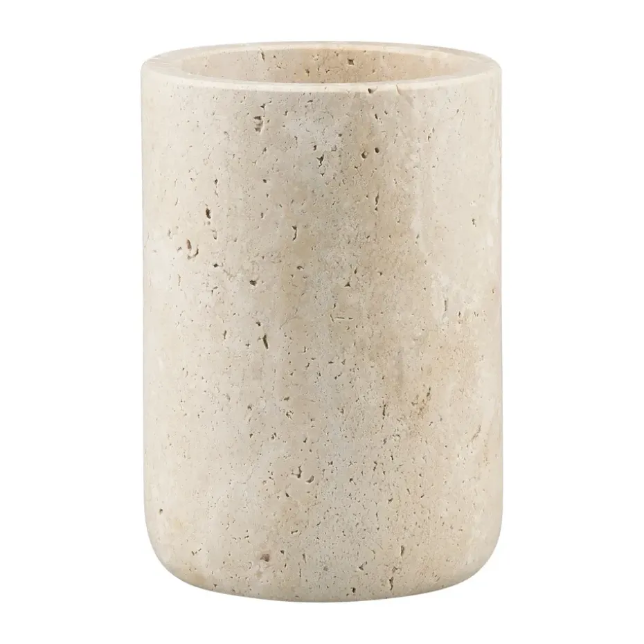 Travertine toothbrush holder 10 cm, Linen