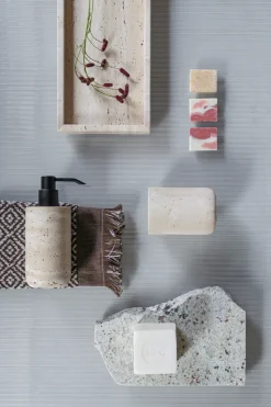 Travertine toothbrush holder 10 cm, Linen